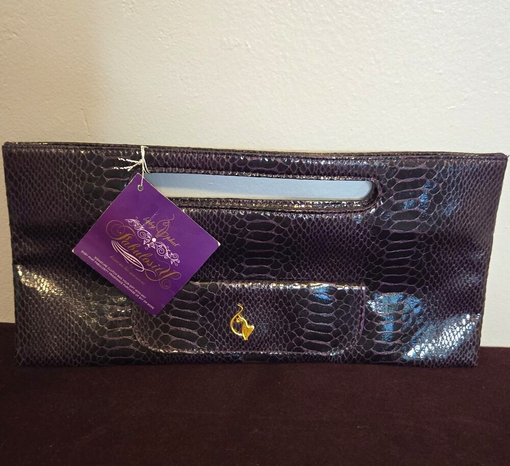 Vintage Y2K Baby Phat Fabulosity Clutch Bag Purple Snakeskin NWT Kimora Lee 2000